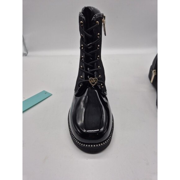 Michael Kors Girls Youth Boots Size 4 Glitter Combat Rhinestone Black Hearts - Picture 9 of 9